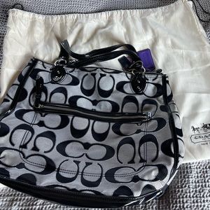 Authentic Monogram Coach bag.  Black and silver/gray